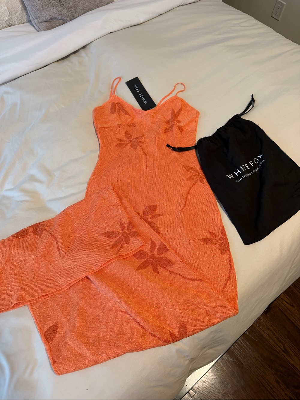 White Fox Boutique Orange Floral Maxi Dress
